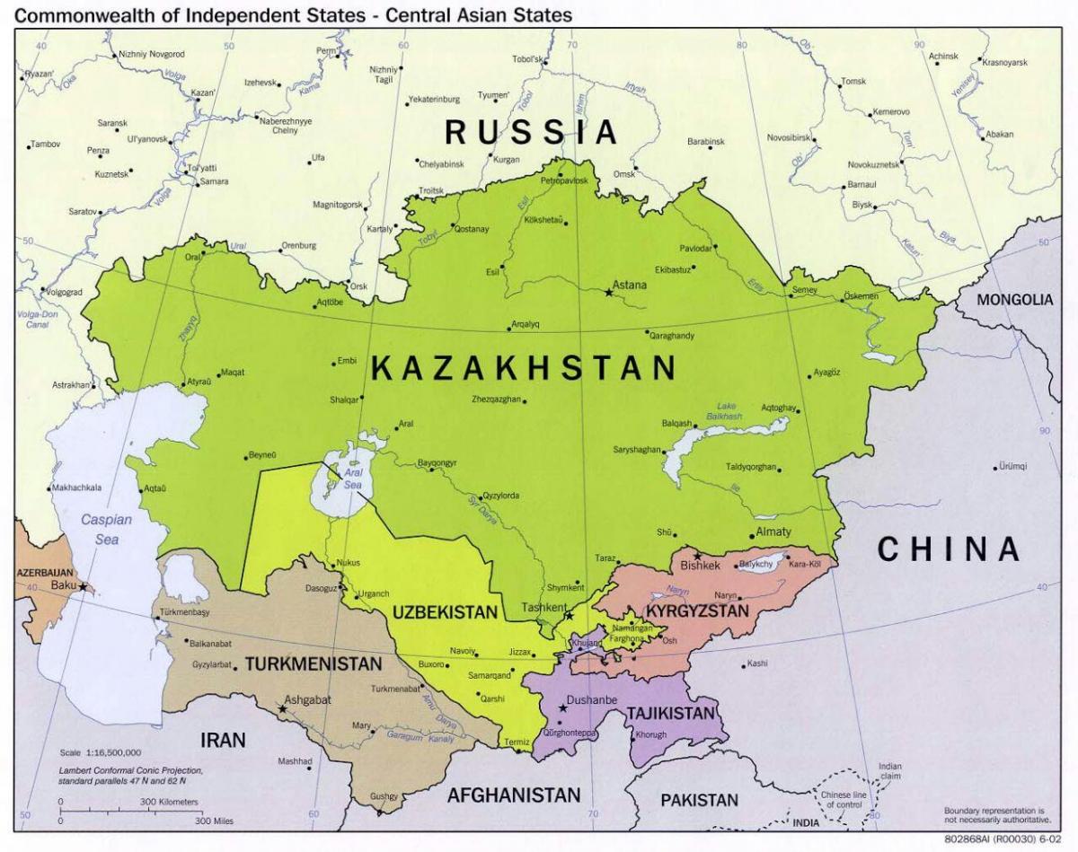 Oesbekistan, rusland kaart
