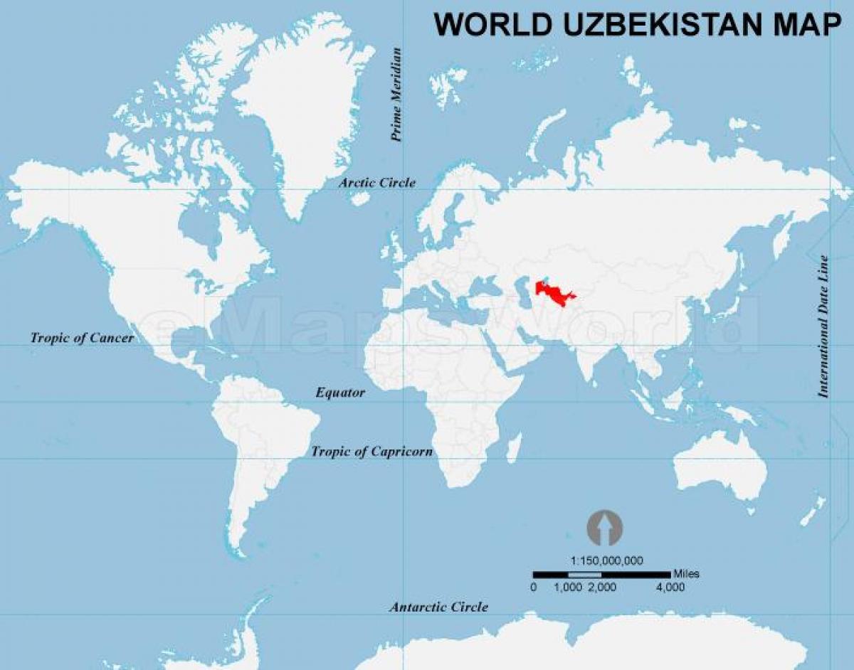 Uzbekistan plek op die wêreld kaart