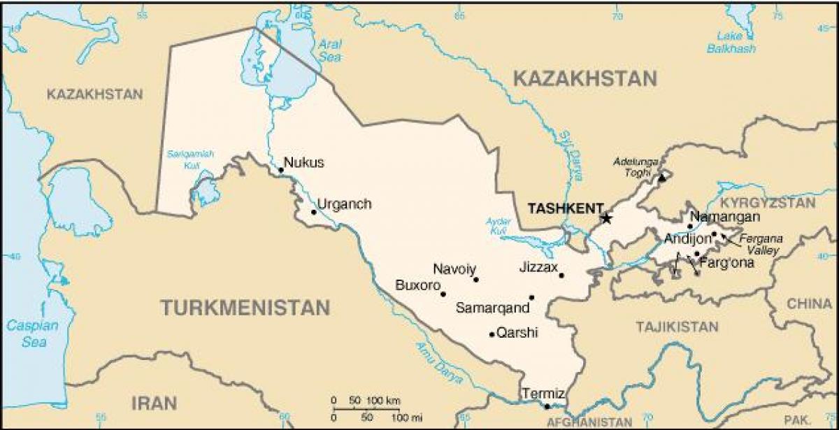 kaart van Oesbekistan stede