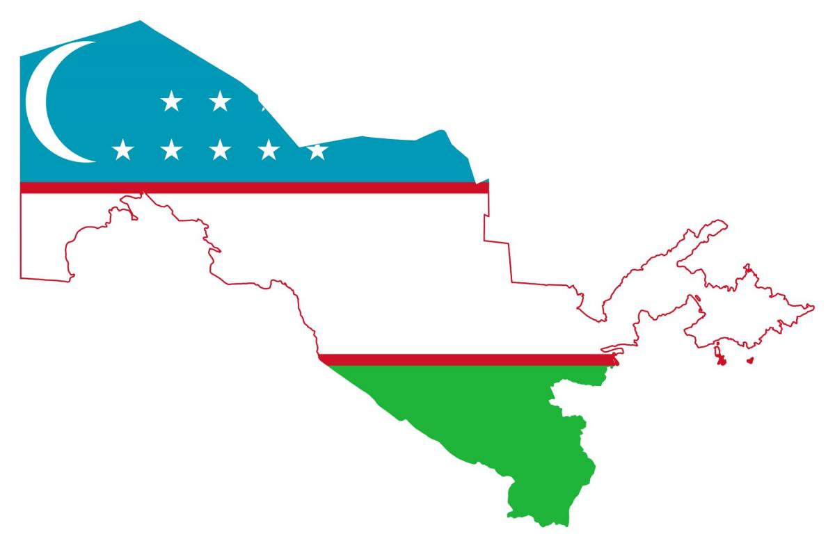 kaart van Oesbekistan vlag 